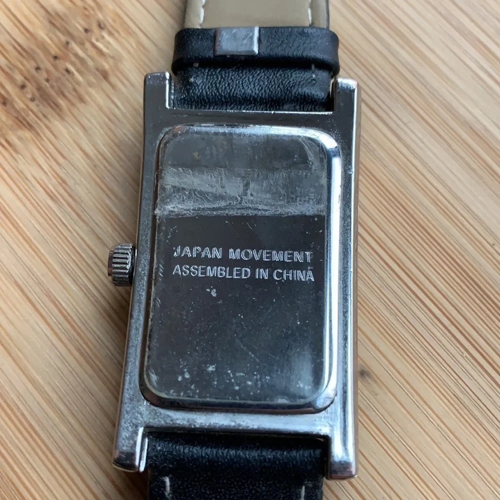 Artistry || Vintage Black Silver Watch Black Leather Band